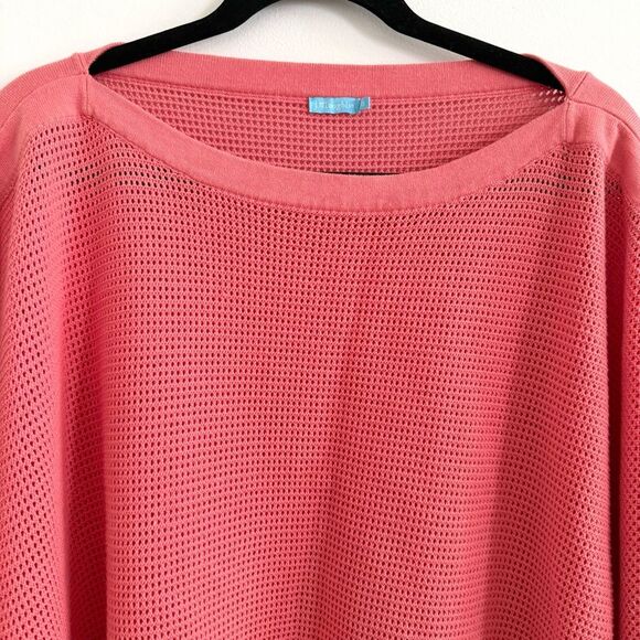J. McLaughlin Coral ORANGE PonchoSweater Knit 100% Cotton One Size - Picture 3 of 6